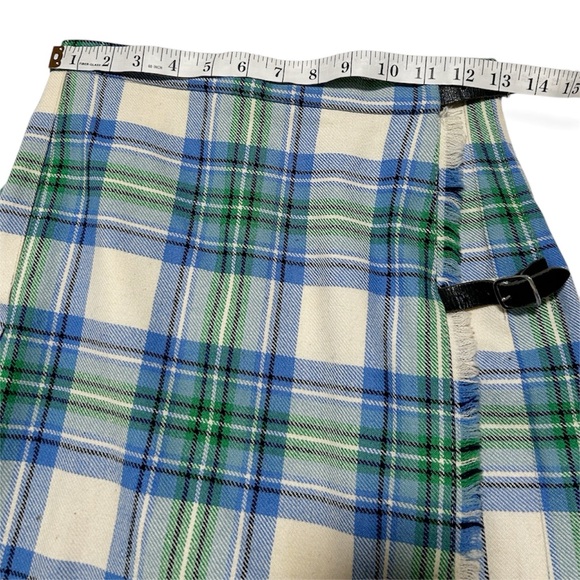 Scottish Kilt 100% Wool Glenisla Plaid Women’s Size 6 Skirt Blue Green Cream - Picture 7 of 7